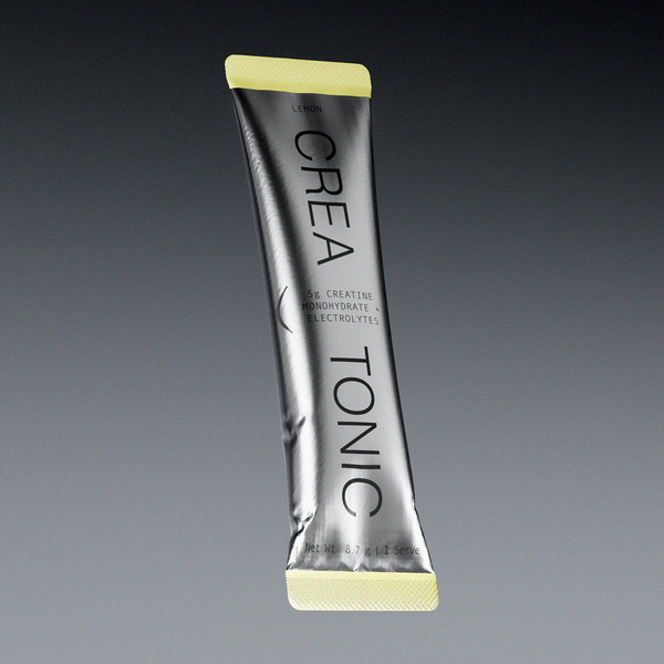 Creatonic supplement stick pack on a grey background